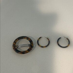 J. Crew Tortoise Shell Hair Clip and Earrings Set